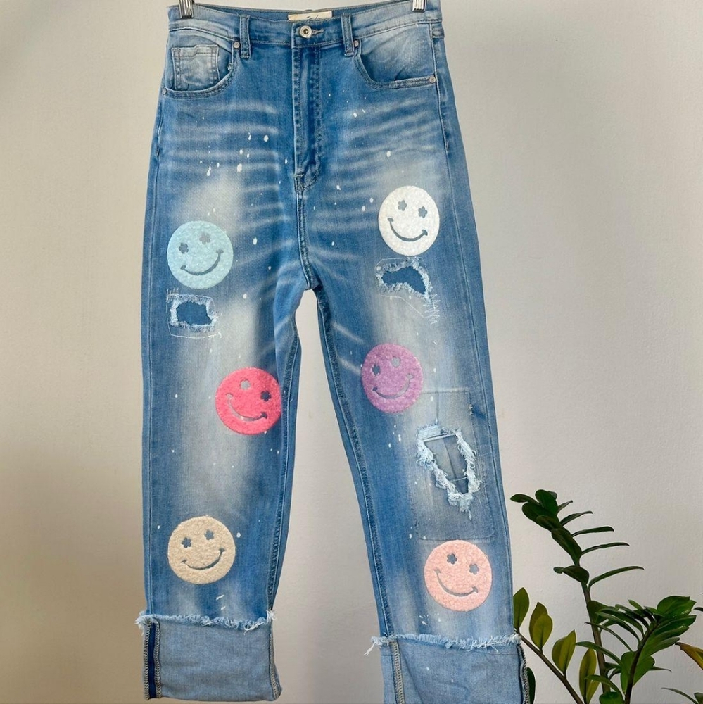 Cuffed jeans high waist